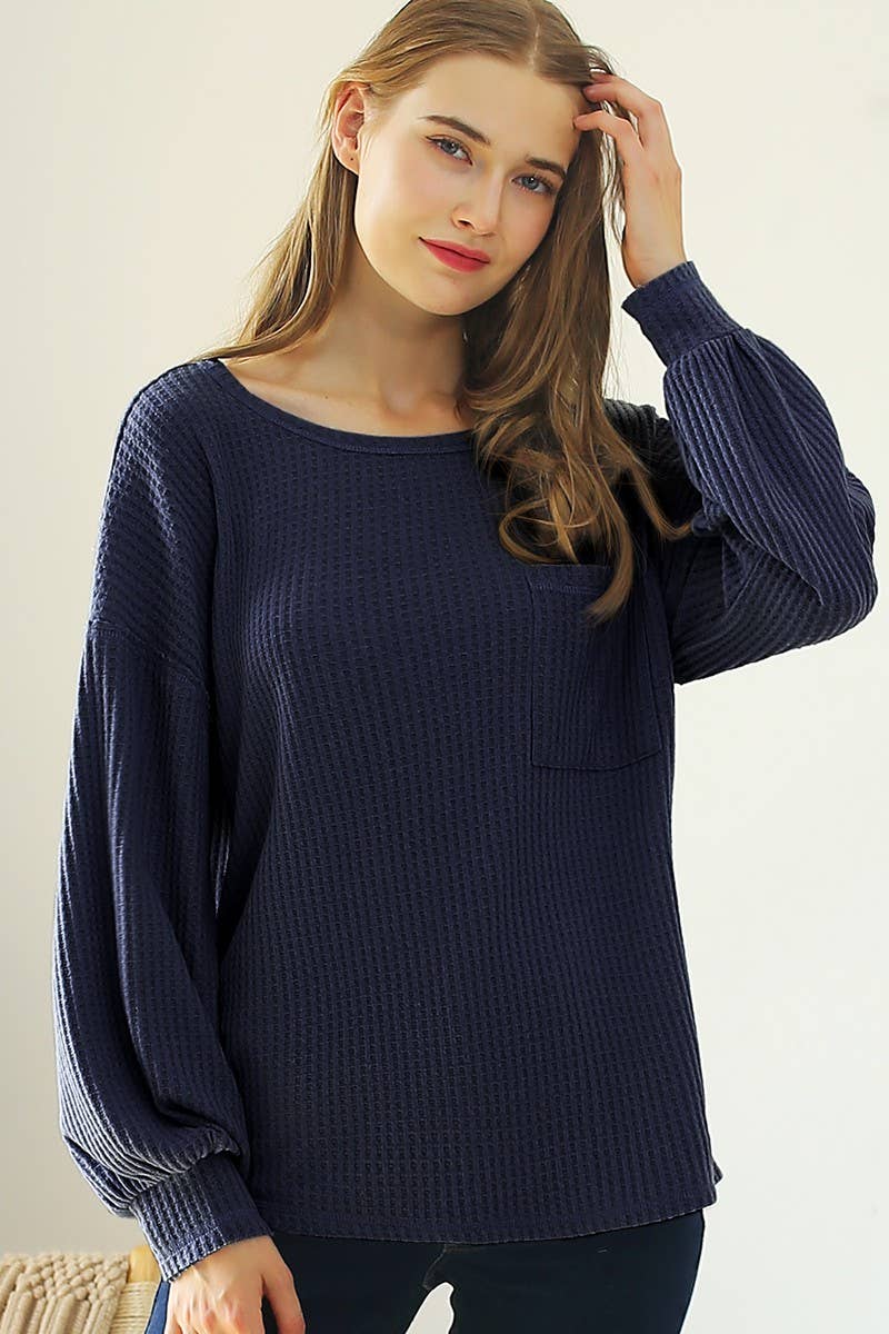 CWTTL1497_R NECK SHIRING CUFF SWEATER KNIT TOP
