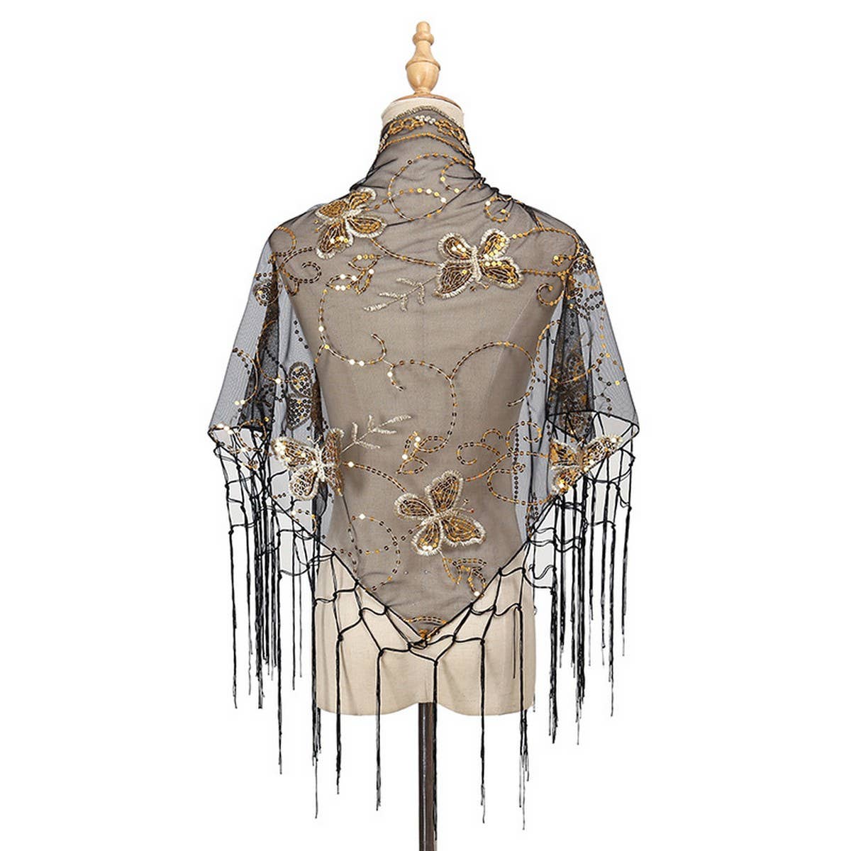 HOLLOW LACE TASSEL BUTTERFLY TRIANGLE SCARF SHAWL