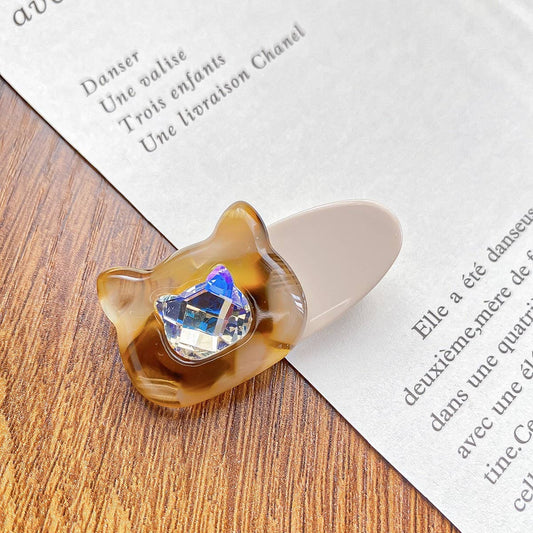 Cute Cat Hair Clip, Rhinestone Duckbill Bang Pin_CWAHA0734