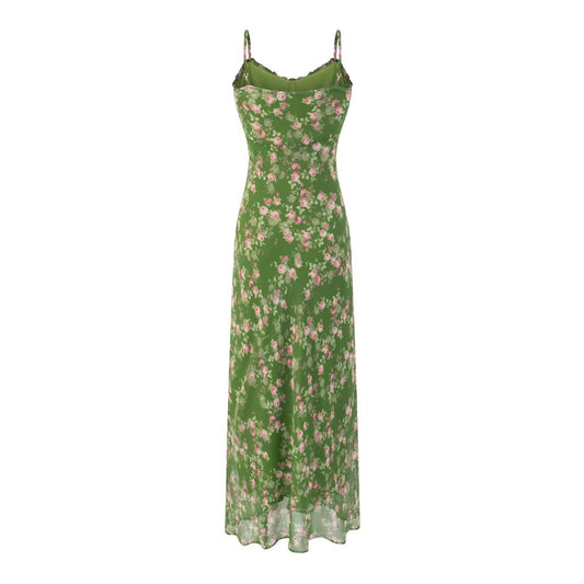 Cinched waist French retro floral dress