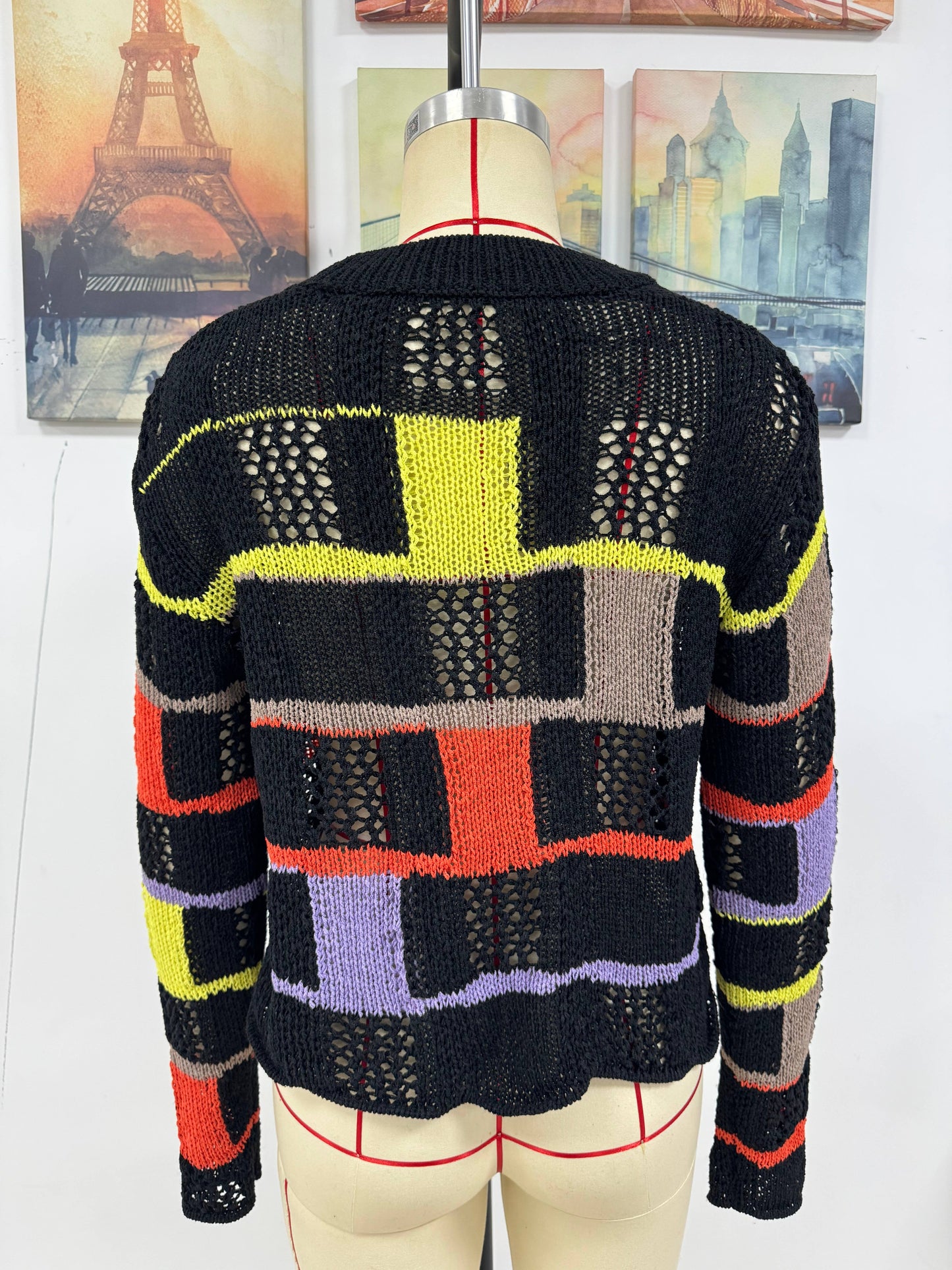 COLOR MATCHING LOOSE PULLOVER LONG SLEEVE SWEATER