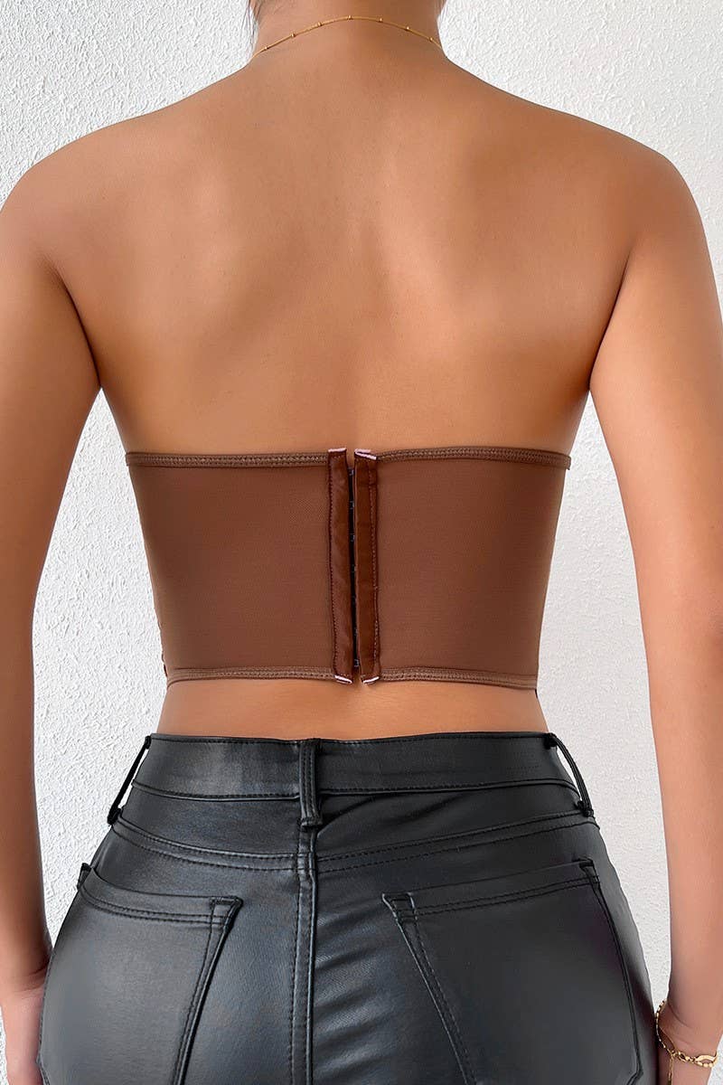 CWTTK0740_3D FLOWER STITCHED UNDERWIRE BANDEAU TANK TOP