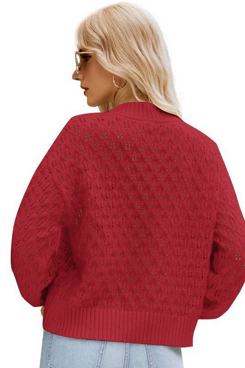 CWOSWL2678_LOOSE CREW NECK PULLOVER HOLLOW KNIT TOP