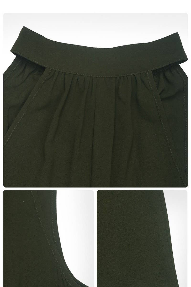 CWSJS1675_SOLID HIGH NECK HALTER WIDE LEG JUMPSUIT