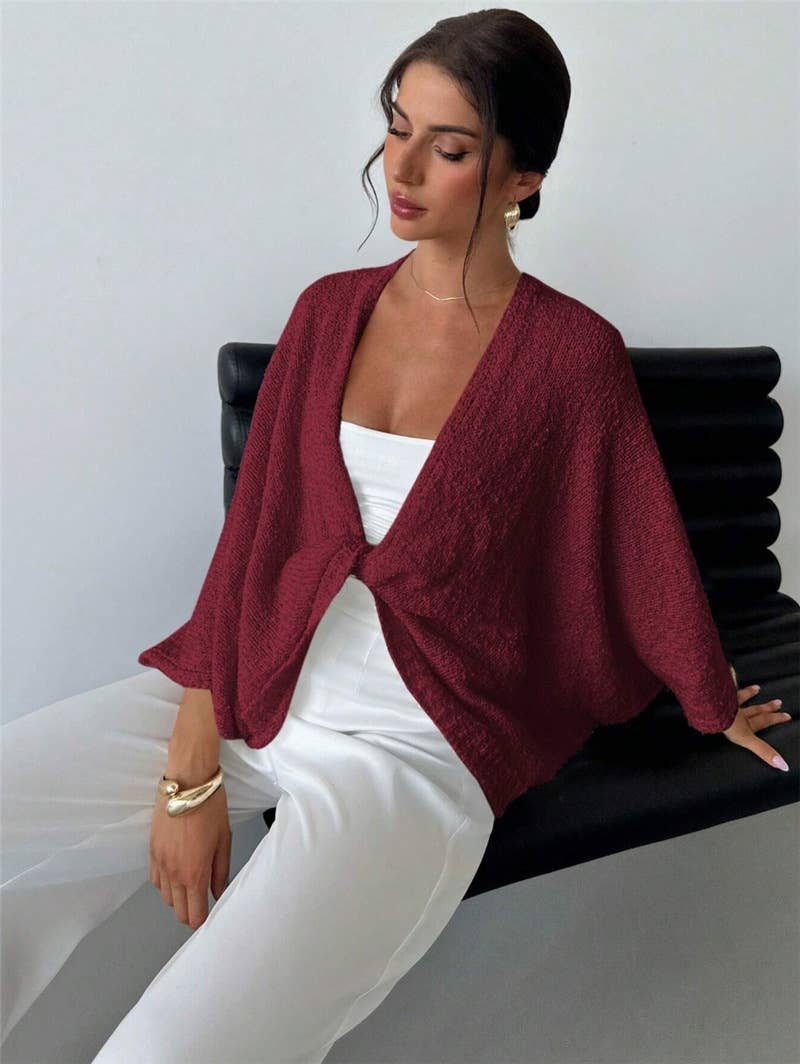 Cross design deep V-neck casual loose sweater