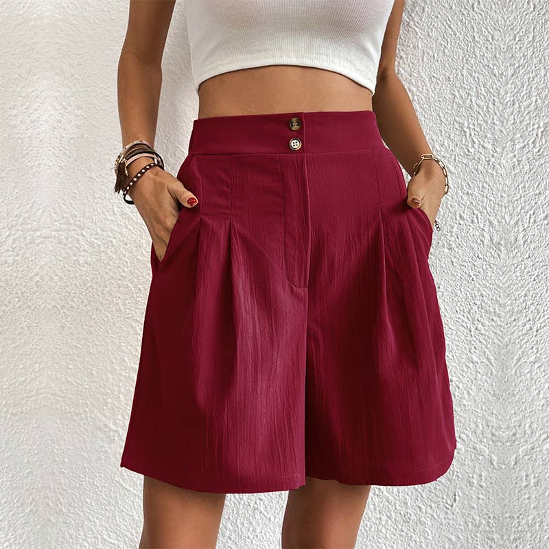 Elegant commuter high-waisted wide-leg shorts
