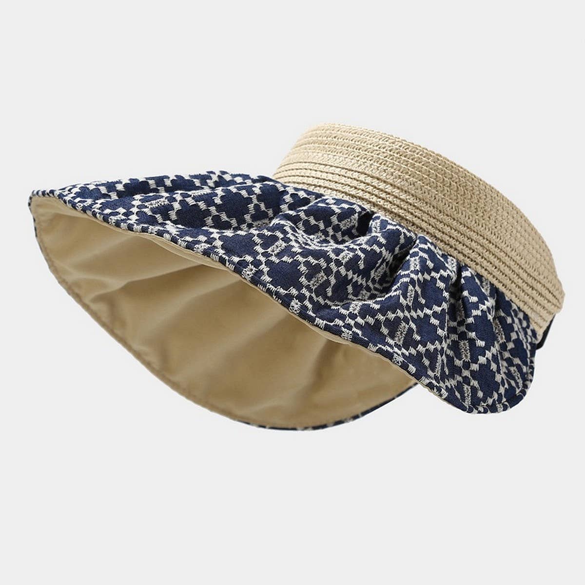 Summer Straw Reversible Visor Hat-Wide Brim Cap_CWAH3298