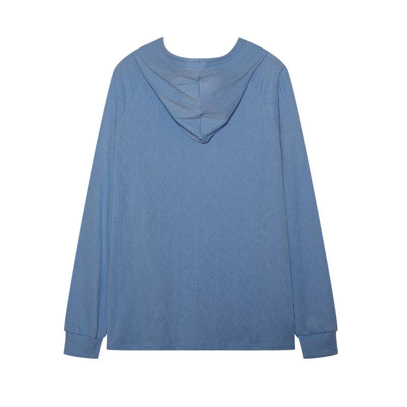 CASUAL JACQUARD LOOSE SOLID COLOR HOODIE