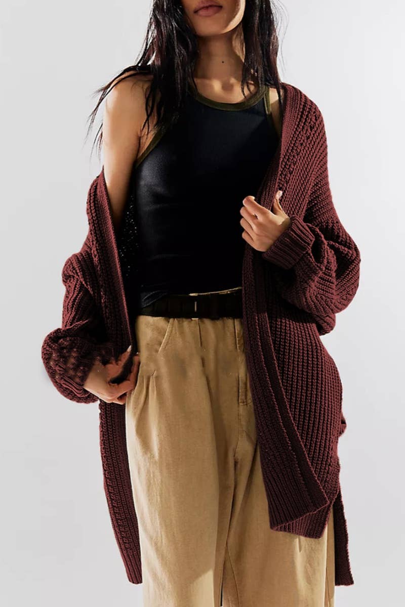 CWOCAL1829_HOLLOWED OUT LONG POCKET CARDIGAN LONG STYLE