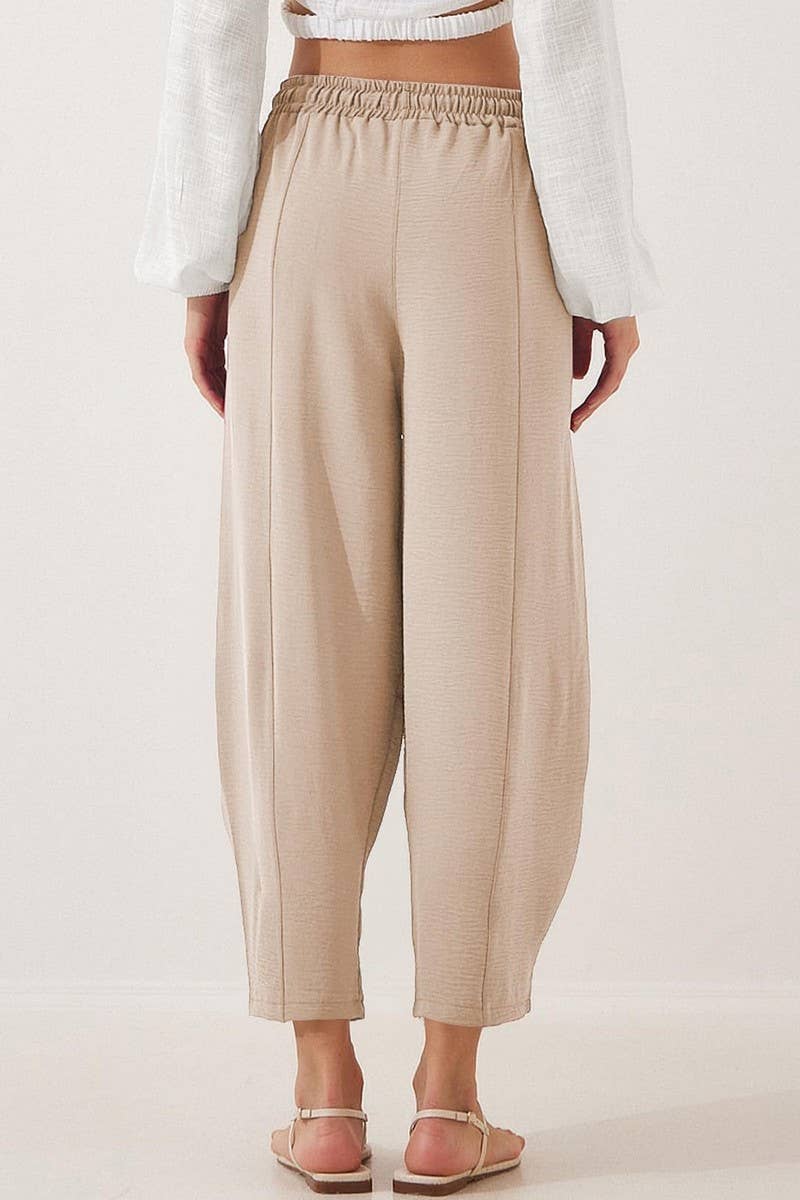 CWBLP1851_HIGH WAIST LOOSE DRAWSTRING POCKET TROUSERS