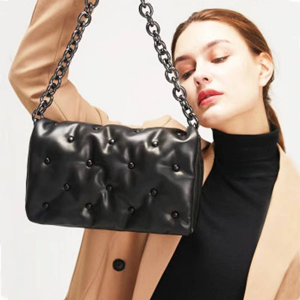 NEW FASHION BLUE DENIM CHAIN SHOULDER PILLOW BAG_CWAB3424