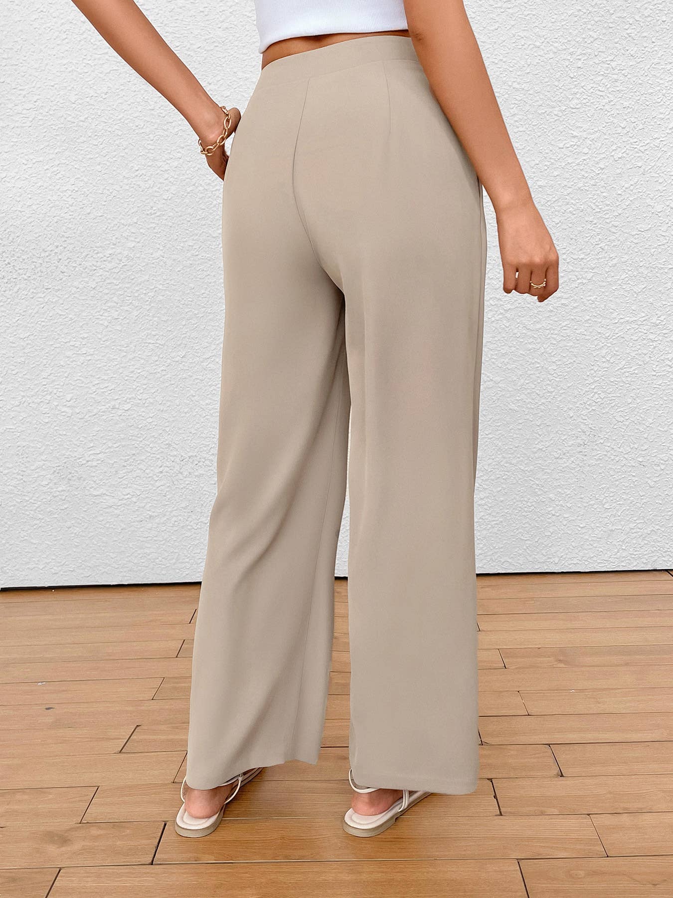 CROSS-WAISTED COMMUTER STRAIGHT-LEG PANTS