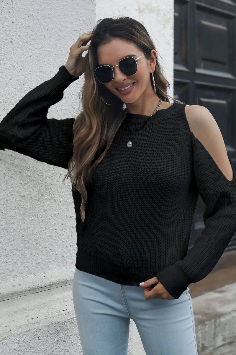 CWOSWL6413_FASHION OFF-THE-SHOULDER LONG-SLEEVED SWEATER