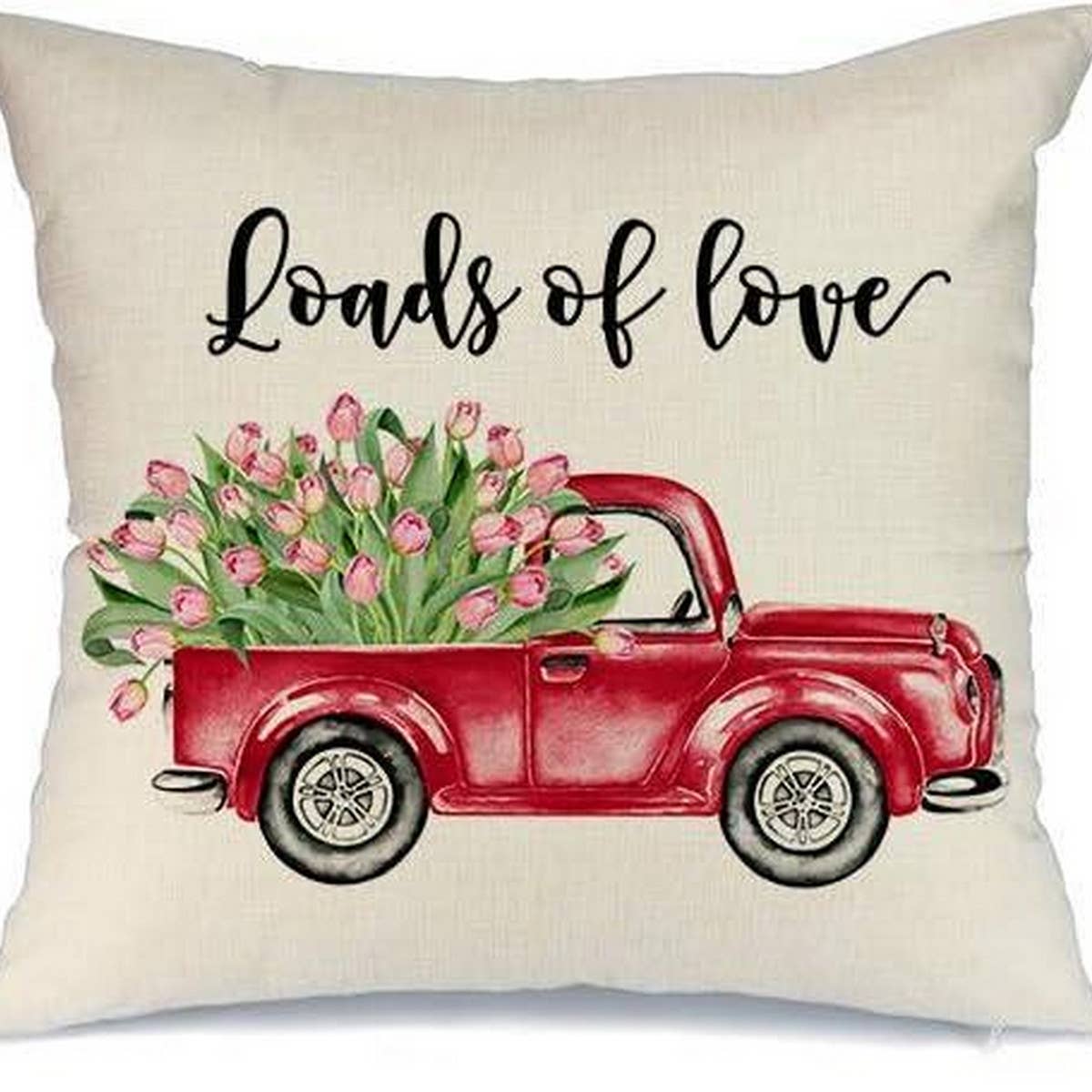 HOME PRINTED RED LOVE PILLOW COVER