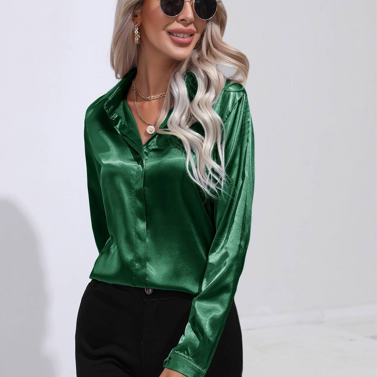 A button color shirt shirt long sleeve shirt