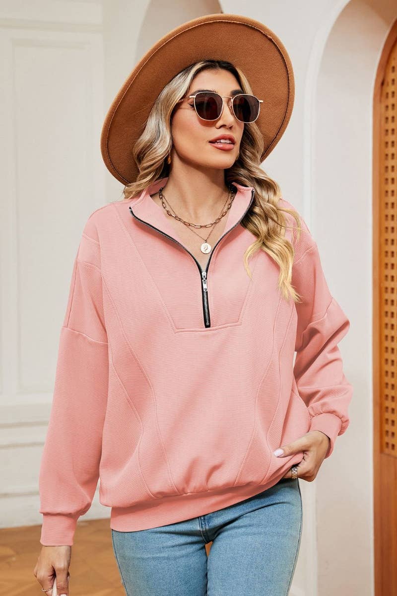 CWOHOL0988_LONG-SLEEVED HOODIE WITH LAPEL ZIP POCKET