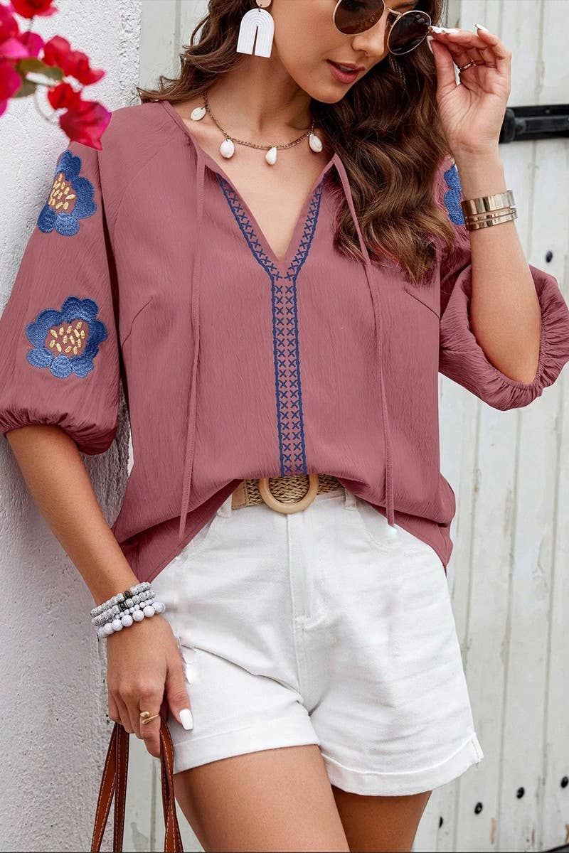 CWTSTS0678_SPRING AND AUTUMN DESIGN V-NECK LOOSE SHIRT
