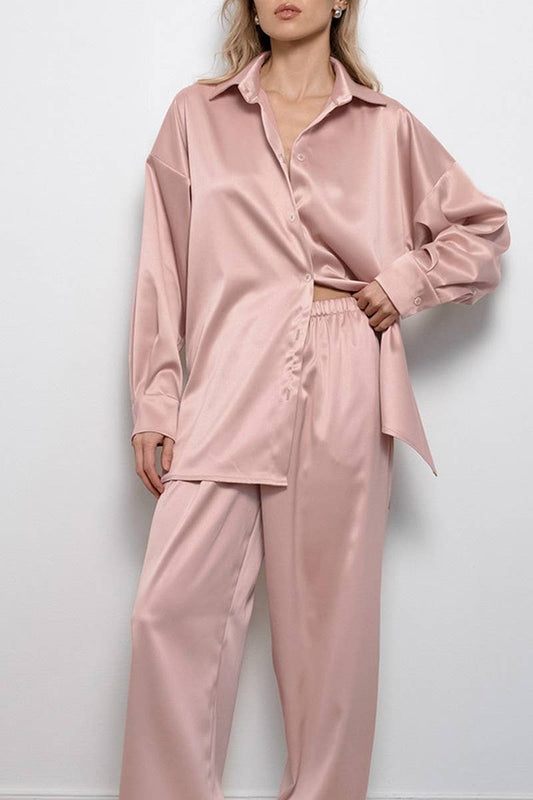 CWSPJ0338_SATIN FAUX SILK LONG SLEEVE PANTS PAJAMA SET