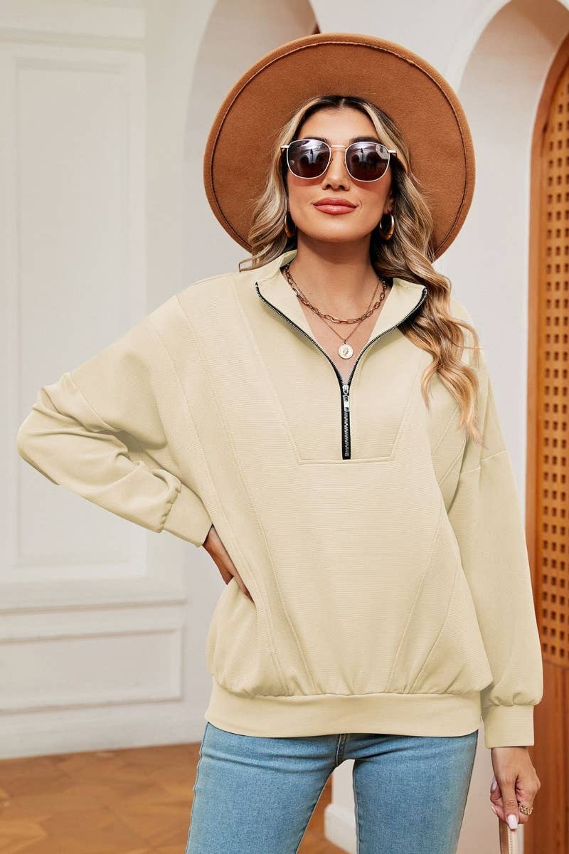 CWOHOL0988_LONG-SLEEVED HOODIE WITH LAPEL ZIP POCKET