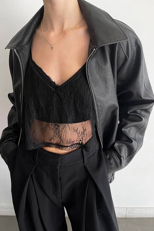 CWTTK256_LACE SEE-THROUGH BLACK CAMISOLE THIN VEST