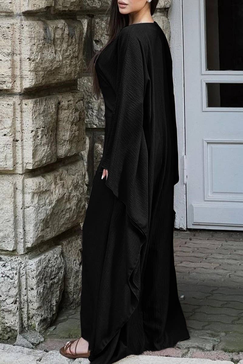 CWDMD01186_ELEGANT SOLID LONG SLEEVE EVENING DRESS