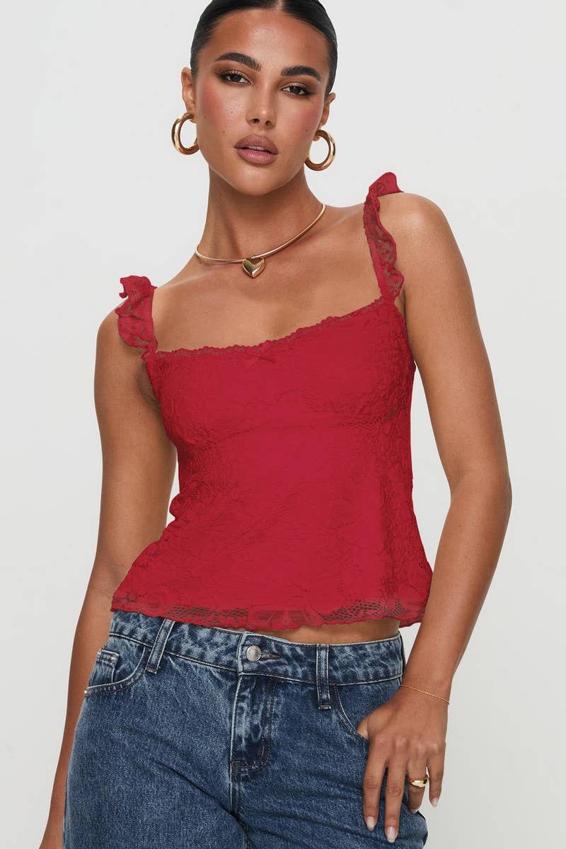 CWTTK0934_SOLID COLOR SEXY LACE PANEL CAMI TOP