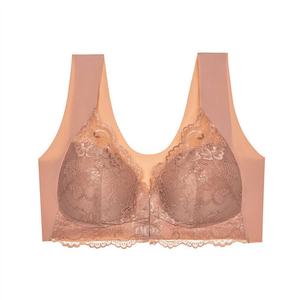 FRONT BUTTON SEAMLESS GATHERED THIN BRALETTE
