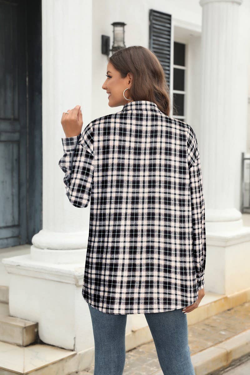 CWOCO0330_CASUAL PLAID BUTTON-DOWN SHIRT TOP COAT