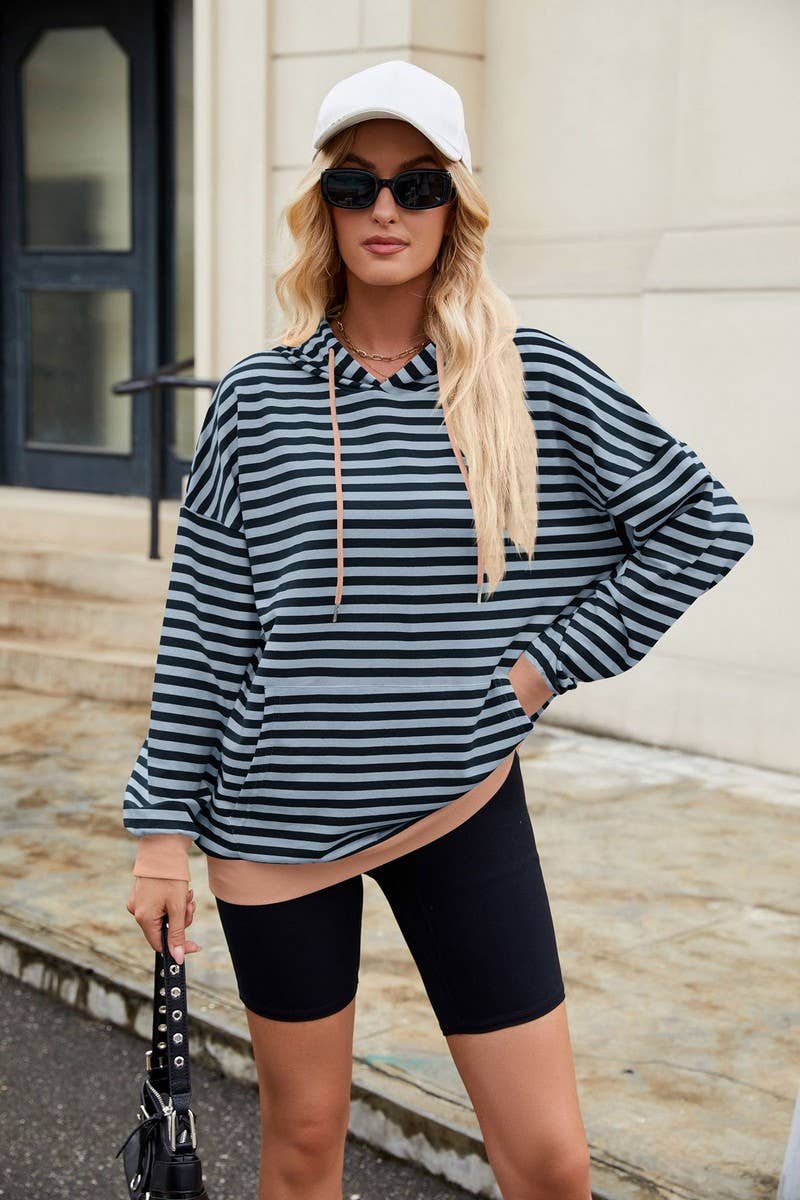 CWOHOL0726_HOODED COLORBLOCK STRIPED POCKET SWEATSHIRT