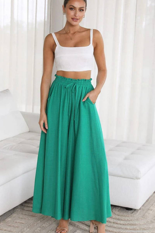 CWBLP0710_CASUAL ELASTIC WAIST WIDE LEG PANTS