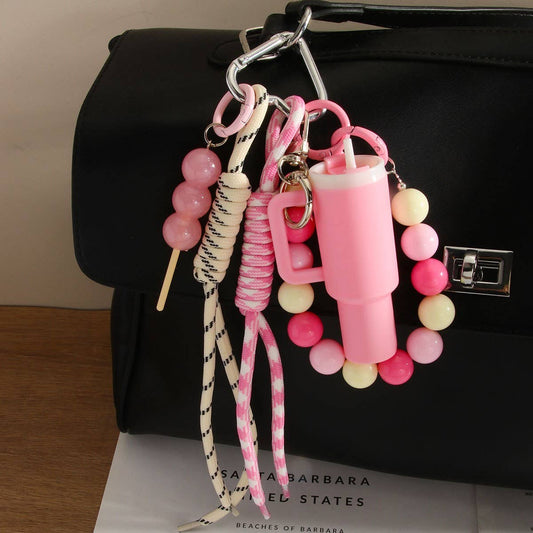 Cup Charm Keychain ? Dual Strap & Beaded Design