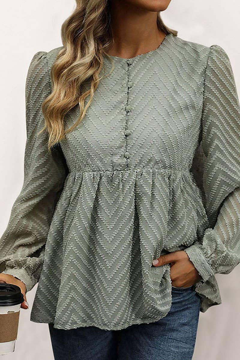 CWTBLL3655_AUTUMN SOLID COLOR LONG SLEEVE JACQUARD SHIRT