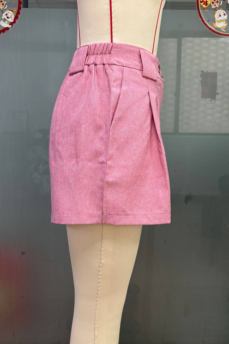 CWBSP00628_2025 WOMEN HIGH WAIST CASUAL SHORTS WITH POCKETS