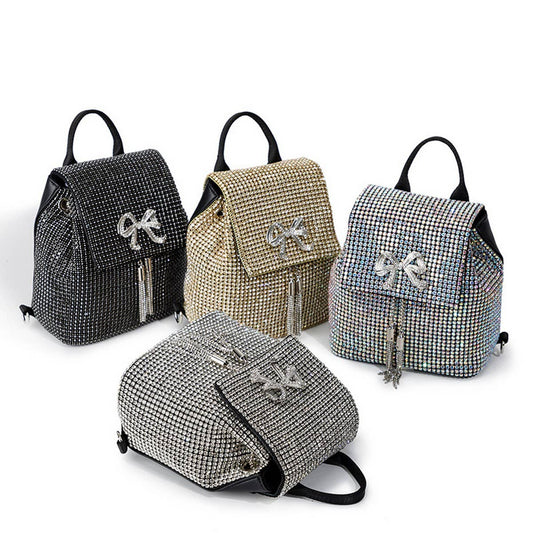 FASHIONABLE BOW TASSEL RHINESTONE EVENING BAG_CWAB3602
