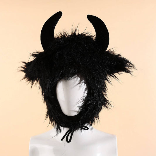 CWAH4053_HALLOWEEN BULL DEMON KING FUNNY BULL HEAD HAT