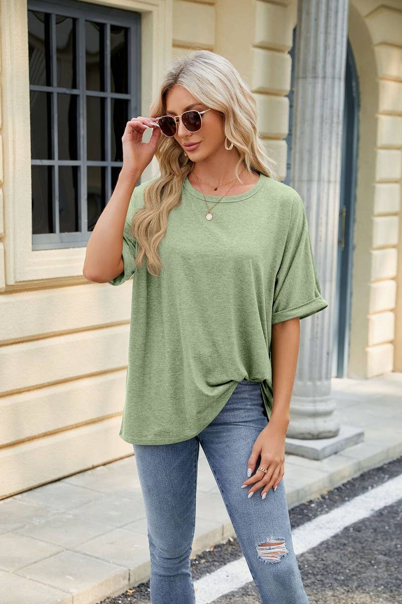 CWTTS0816_Round Neck Short Sleeve Knit Top