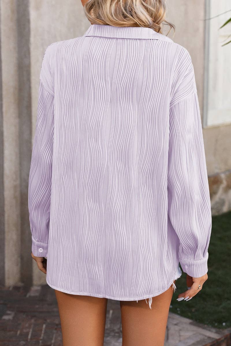 CWTSTL2190_STYLISH WAVY TEXTURED LONG SLEEVE SHIRT TOP