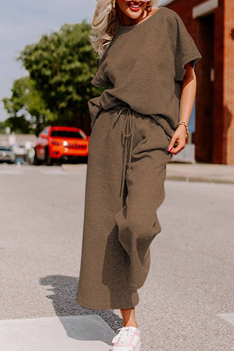 CWSS0722_CASUAL SHORT-SLEEVED STRAPPY TOP PANT SUIT