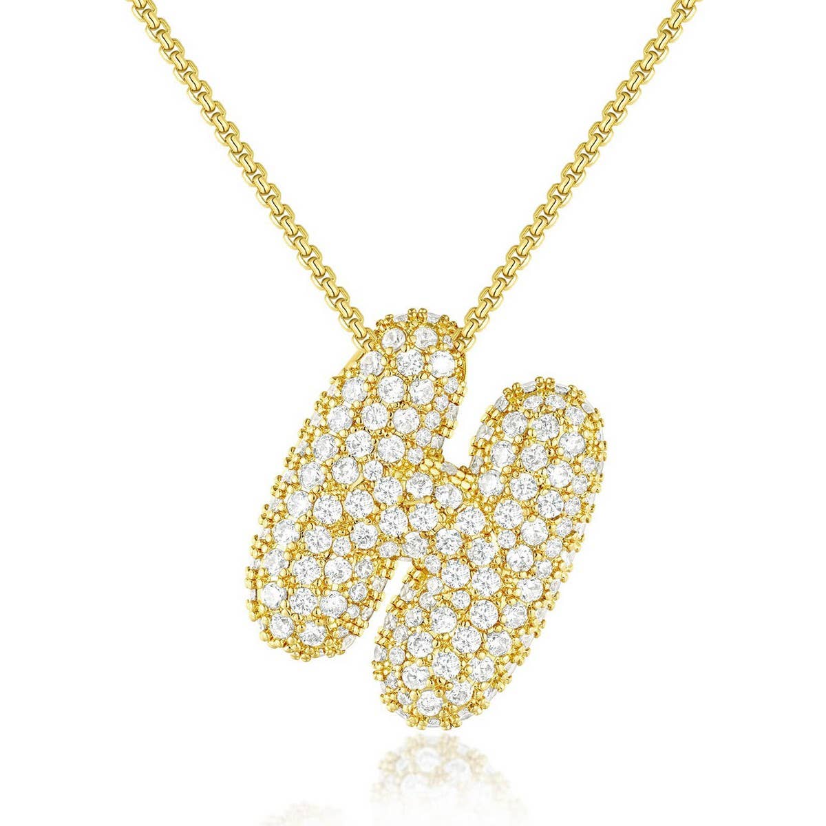 Fashionable Pendant Necklace - Zirconia Letters