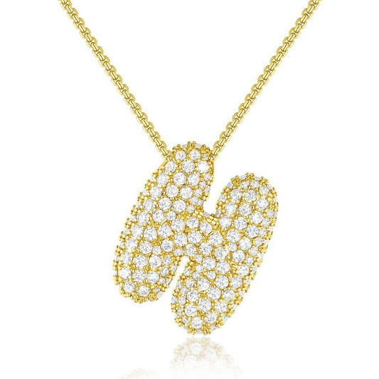 Fashionable Pendant Necklace - Zirconia Letters