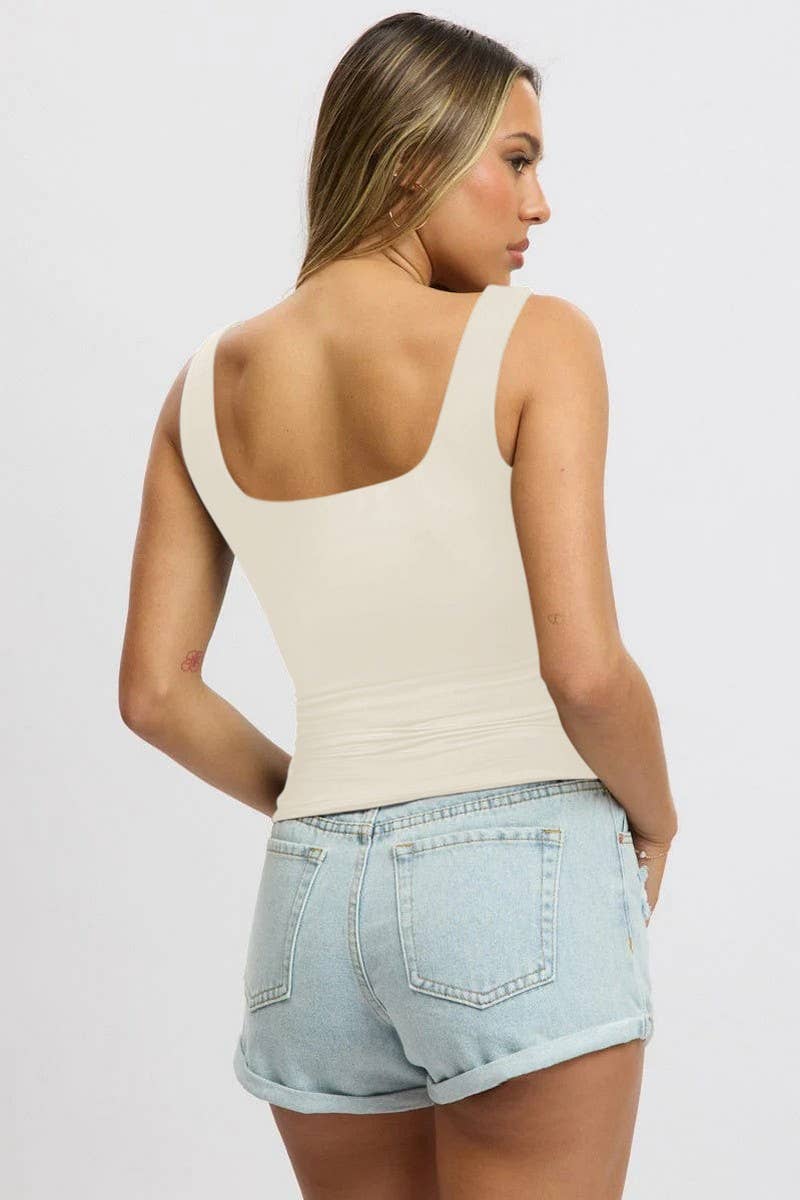 CWTTK0927_SLEEVELESS SQUARE NECK CASUAL CROPPED CAMI TOP