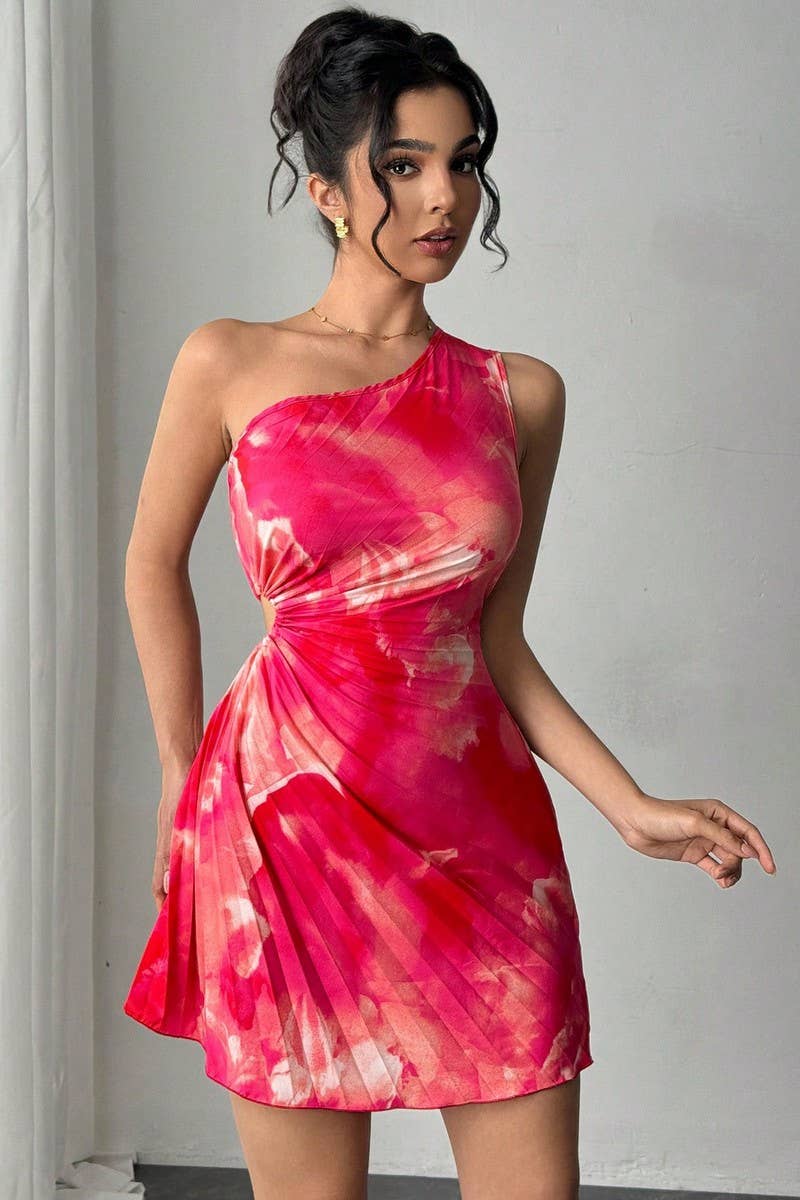 CWDSD7568_NEW SEXY HOT GIRL STYLE PRINTED PLEATED DRESS