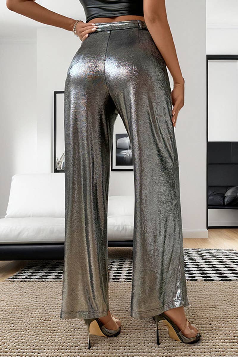 CWBLP1766_NEW SUMMER WOMEN'S METALLIC STRAIGHT PANTS