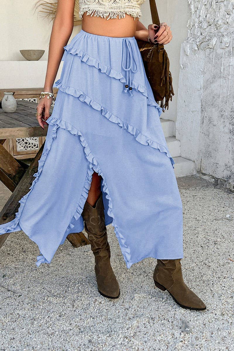 CWBLS0514_HOLIDAY-INSPIRED LACE-UP WAISTED MIDI SKIRT