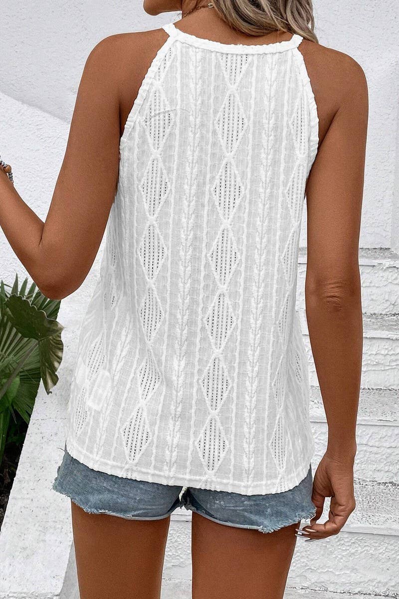 CWTTK0805_SOLID COLOR JACQUARD CAMISOLE KNITTED VEST