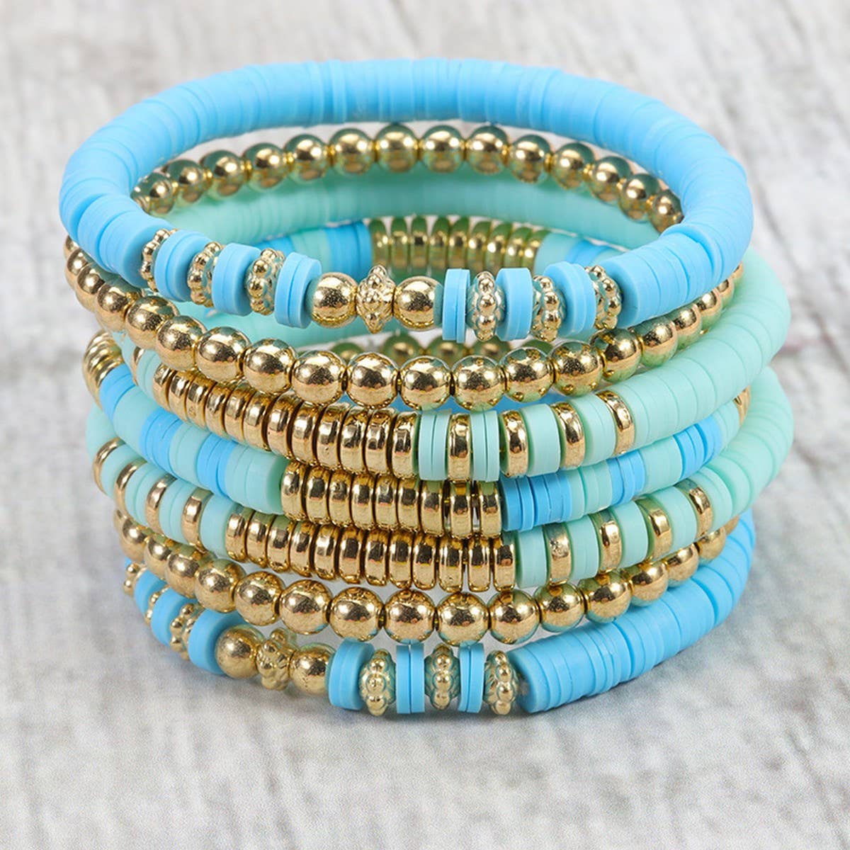 COLORFUL SOFT CERAMIC BEADED BRACELET SET