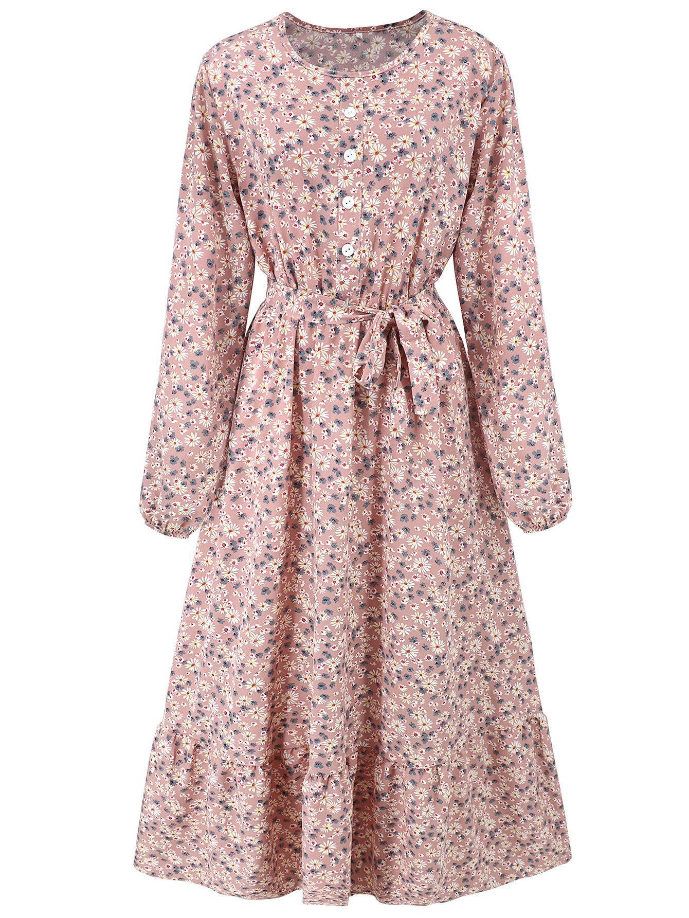 Button-Down Floral Long Beach Dress