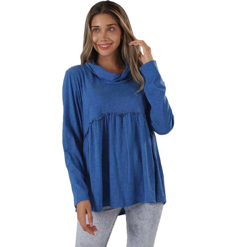 CWTTL1207_Turtle Neck Loose Long Sleeve Pullover Top