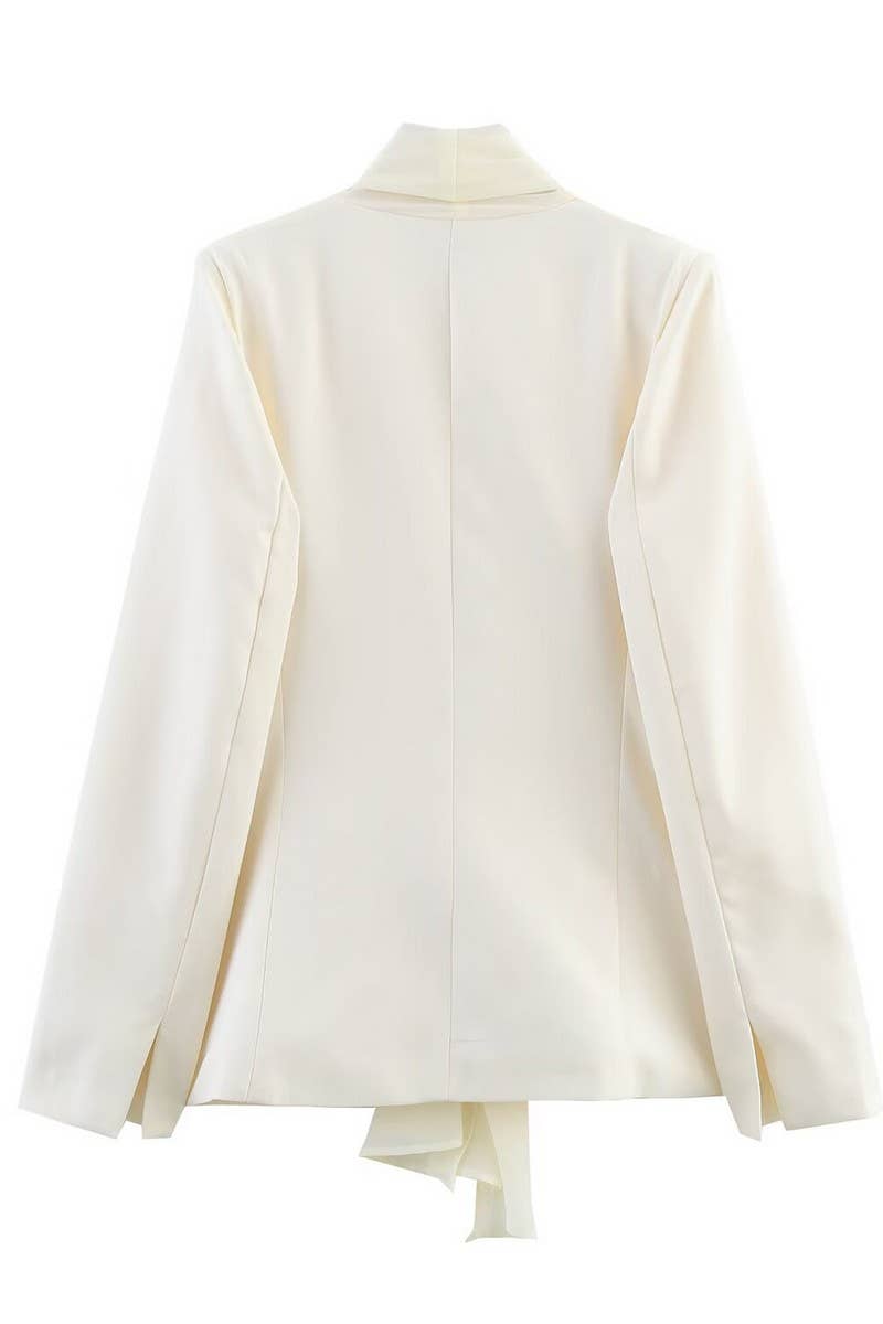 CWSBSL0168_SPRING THIN SCARF LAPEL SUIT JACKET + PANTS SET