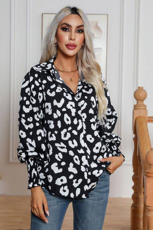 CWTBLL0701_Button Down Casual Long Sleeve Print Top